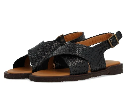 Angulus sandal sort flet med spænde i størrelse 37-40